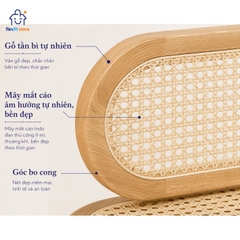 Ghế Băng Gỗ Tần Bì Phối Mây Mắt Cáo Phong Cách Japandi | Flexfit Store