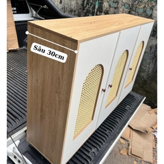 Tủ Để Đồ 3 Cánh Mây, Tủ Gỗ Decor Hiện Đại Màu Trắng Vân Gỗ