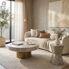 Đôn Khảm Trai Tự Nhiên Đồng Hồ Cát Cao Cấp | Decor Nội Thất Flexfit Store