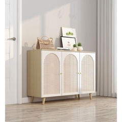 Tủ Để Đồ 3 Cánh Mây, Tủ Gỗ Decor Hiện Đại Màu Trắng Vân Gỗ