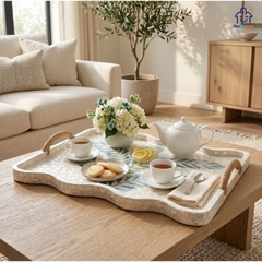KHAY KHẢM TRAI OVAL TROPICAL 30x40CM – MOTHER OF PEARL TRAY THỦ CÔNG CAO CẤP
