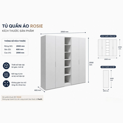 Tủ Quần Áo ROSIE|Tủ Quần Áo 4 Cánh Kết Hợp Kệ Mở Hiện Đại