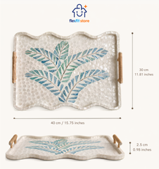 KHAY KHẢM TRAI OVAL TROPICAL 30x40CM – MOTHER OF PEARL TRAY THỦ CÔNG CAO CẤP