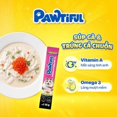 Súp thưởng Pawtiful cho mèo vị Gà & Trứng cá chuồn
