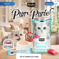 SỐT THƯỞNG KIT CAT PURR PUREE CÁ NGỪ & NGỪA BÚI LÔNG 75G - XANH NGỌC
