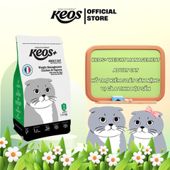 Thức ăn hạt cho mèo trưởng thành Keos+ Adult Cat Weight management vị Gà & Tapioca, hỗ trợ kiểm soát cân nặng 1,5kg
