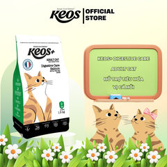 Thức ăn hạt cho mèo trưởng thành Keos+ Adult Cat Digestive care vị Cá Hồi, hỗ trợ tiêu hóa, miễn dịch và mắt tim khỏe mạnh 1,5kg