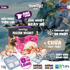 KEM SỮA CHUA YOWUP! CHO CHÓ, MÈO - THỊT LỢN HUN KHÓI_Thức ăn cho chó mèo 110g (Yowup Dogs/Cats Frozen Bacon Cake)