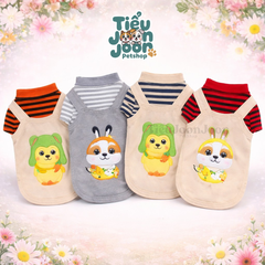 Áo yếm sọc thêu hoạt hình