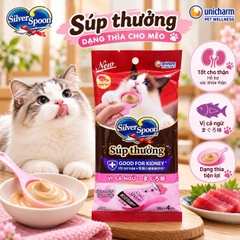 Súp thưởng dạng thìa cho mèo Silver Spoon Vị thịt gà thêm cá 40g - Good for Kidney+