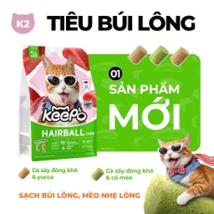 Thức ăn hạt cho mèo Keepo K2 Hairball Care (Búi Lông) 1kg