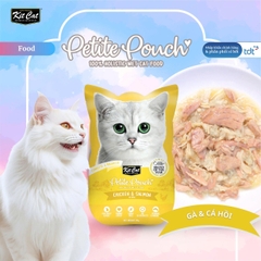 Pate Kit Cat Petite Pouch vị gà và cá hồi 70g - Vàng