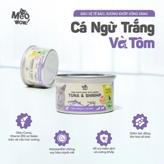 Cá ngừ trắng & Tôm đóng hộp cho Mèo Meo wow!