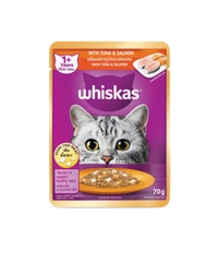 Pate mèo trưởng thành Whiskas Adult vị Cá Ngừ và Cá Hồi 70g