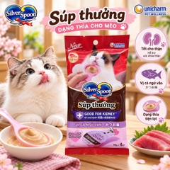 Súp thưởng dạng thìa cho mèo Silver Spoon Vị thịt gà thêm cá 40g - Good for Kidney+