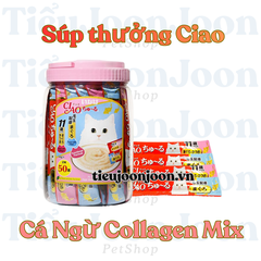 Súp thưởng mèo INABA CIAO Churu Cá Ngừ Mix Collagen & Chất Xơ 2 Vị