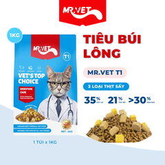 Thức ăn hạt cho mèo mọi lứa tuổi MR.VET T1 vị Gà và Bò 1kg