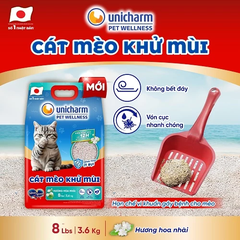 Cát mèo khử mùi Silver Spoon Unicharm 8L - Hương Hoa Lài