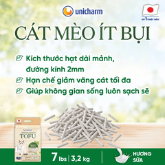 Cát vệ sinh xơ đậu ít bụi Unicharm cho mèo hương Sữa 7Lbs/3,2Kg