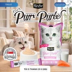 SỐT THƯỞNG KIT CAT PURR PUREE CÁ HỒI & SỮA DÊ 75G - TÍM