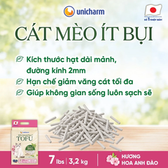 Cát vệ sinh xơ đậu ít bụi Unicharm cho mèo hương Hoa Anh Đào 7Lbs/3,2Kg