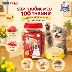 Súp thưởng INABA CIAO Churu Cá  Ngừ Mix Vị Hũ 100 thanh
