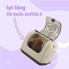 Lồng vận chuyển thú cưng RICHELL Nhật họa tiết mây đan (TRẮNG)