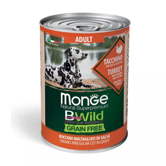 Pate cho chó không ngũ cốc Monge Bwild Grain Free vị Gà tây, Bí đỏ và Bí xanh - Lon 400g
