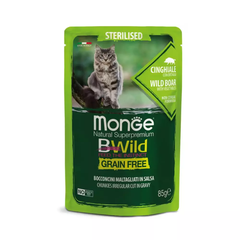 Pate cho mèo triệt sản Monge Bwild Grain Free vị Thịt heo rừng và Rau củ