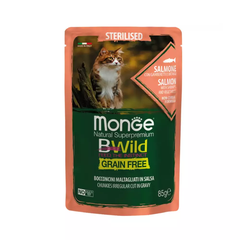 Pate cho mèo triệt sản Monge Bwild Grain Free vị Cá hồi, Tôm và Rau củ