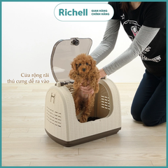 Lồng vận chuyển thú cưng RICHELL Nhật họa tiết mây đan (TRẮNG)