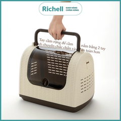 Lồng vận chuyển thú cưng RICHELL Nhật họa tiết mây đan (TRẮNG)