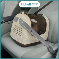 Lồng vận chuyển thú cưng RICHELL Nhật họa tiết mây đan (TRẮNG)