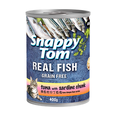 Pate cho mèo Snappy Tom vị Cá ngừ với cá trích cắt khúc 400g