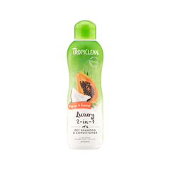 Dầu tắm xả 2 in 1 TropiClean Luxury hương đu đủ & dừa 335ml