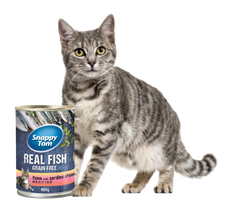 Pate cho mèo Snappy Tom vị Cá ngừ với cá trích cắt khúc 400g