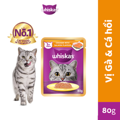 Pate mèo trưởng thành Whiskas Adult vị Thịt Gà & Cá Hồi 80g