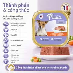 Pate Plaisir vị Gà và rau củ cho chó trưởng thành 100g