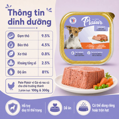 Pate Plaisir vị Gà và rau củ cho chó trưởng thành 100g
