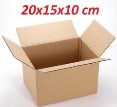 Hộp 20x15x10 cm - 3 lớp sóng B, mặt nâu, đáy mộc, nắp đối