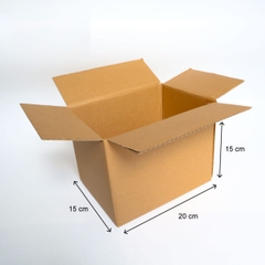 Hộp 20x15x15 cm - 3 lớp sóng B, mặt nâu, đáy mộc, nắp đối