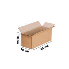 Hộp 25x10x10 cm - 3 lớp sóng B, mặt nâu, đáy mộc, nắp đối