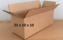 Hộp 25x10x10 cm - 3 lớp sóng B, mặt nâu, đáy mộc, nắp đối