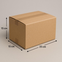 Hộp 25x15x15 cm - 3 lớp sóng B, mặt nâu, đáy mộc, nắp đối