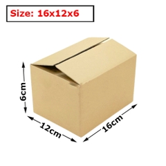 Hộp 16x12x6 cm - 3 lớp sóng B, mặt nâu, đáy mộc, nắp đối