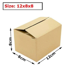 Hộp 12x8x8 cm - 3 lớp sóng B, mặt nâu, đáy mộc, nắp đối