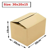 Hộp 30x20x15 cm - 3 lớp sóng B, mặt nâu, đáy mộc, nắp đối