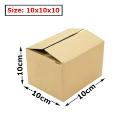 Hộp 10x10x10 cm - 3 lớp sóng B, mặt nâu, đáy mộc, nắp đối