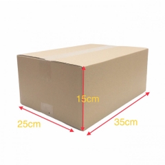 Hộp 35x25x15 cm - 3 lớp sóng B, mặt nâu, đáy mộc, nắp đối