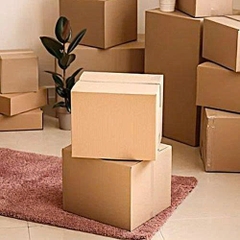 Hộp 25x22x20 cm - 3 lớp sóng B, mặt nâu, đáy mộc, nắp đối